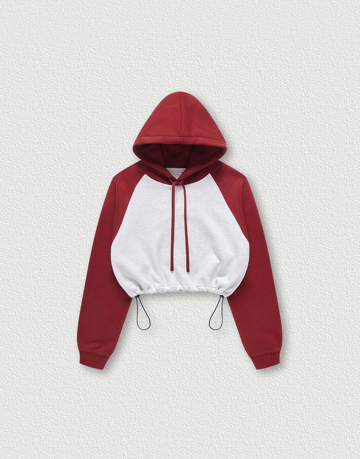 Color-block Raglan BM Style Short Pullover Hoodie-wh283-2